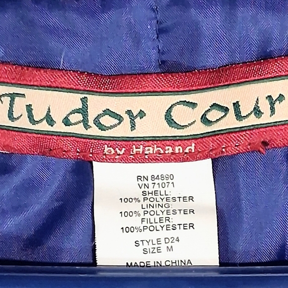 Women's Vintage Tudor Court Blue Medium Embroidered Quilted Full Zip Jacket/Coat - Picture 2 of 14
